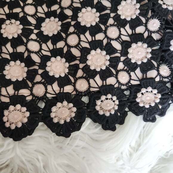 Kate Spade Shift Dress‎ 0 Daisy Crochet Lace Floral Black 3/4 Sleeves Wedding - Picture 10 of 16